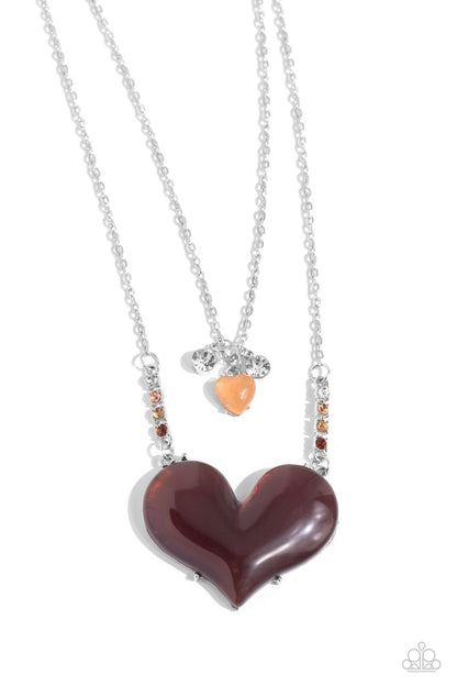 Heart-Racing Recognition, Brown-Paparazzi-Jewelry Necklaces.