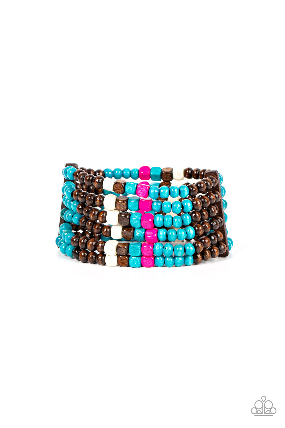 Paparazzi-Jewelry, Dive into Maldives - Blue, Pink Wood-Bracelets