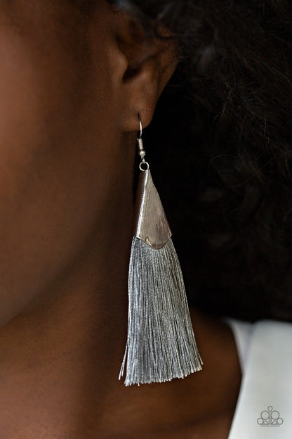 Paparazzi-Jewelry, Red, Gray, Brown - Fringe Earrings