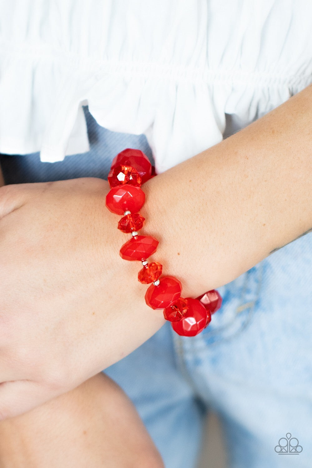 Happy-GLOW-Lucky, Red Paparazzi-Jewelry Necklace-Set.