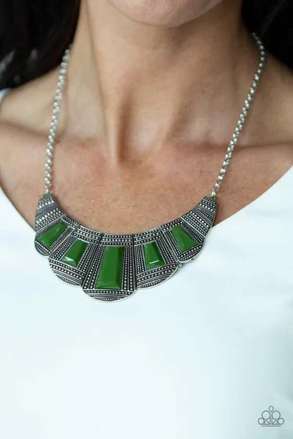 Lion Den, Green, Red, Black-Paparazzi-Jewelry Necklaces.
