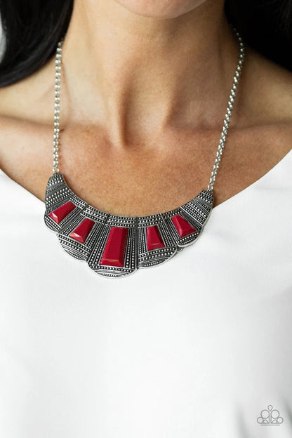 Lion Den, Green, Red, Black-Paparazzi-Jewelry Necklaces.