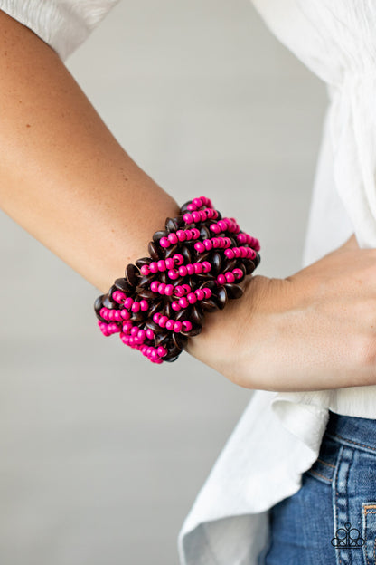 Paparazzi-Jewelry, Cozy in Cozumel - Multi, Pink Wood-Bracelets