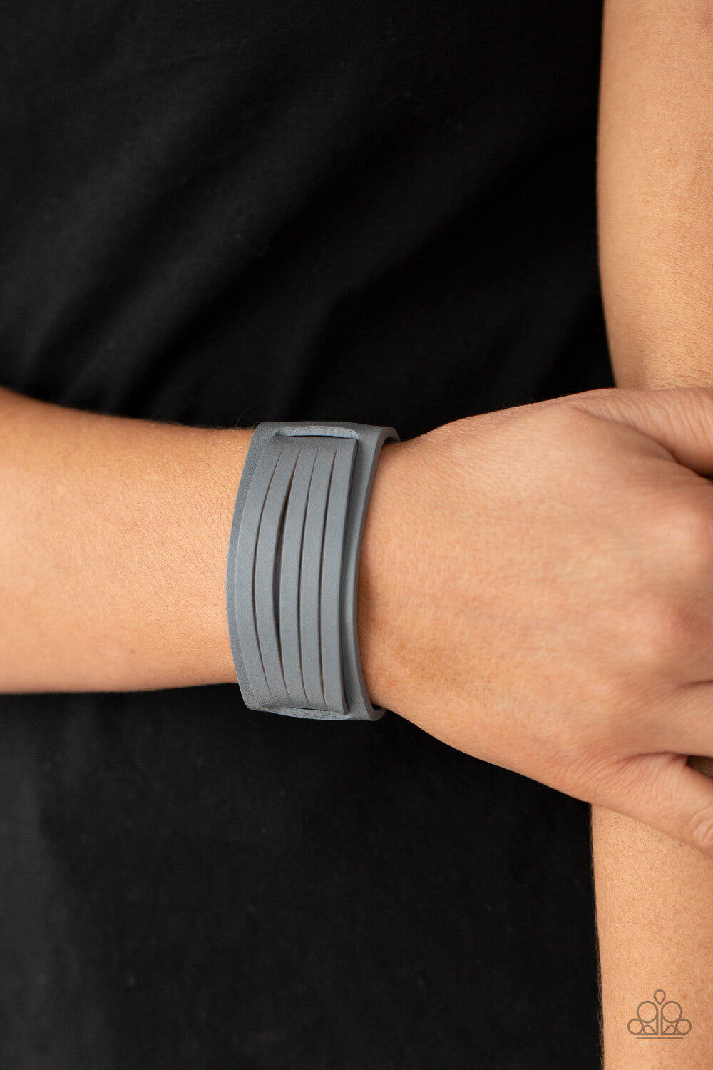 Paparazzi-Jewelry, Ride In Style Leather - Black, Gray Urban Bracelets