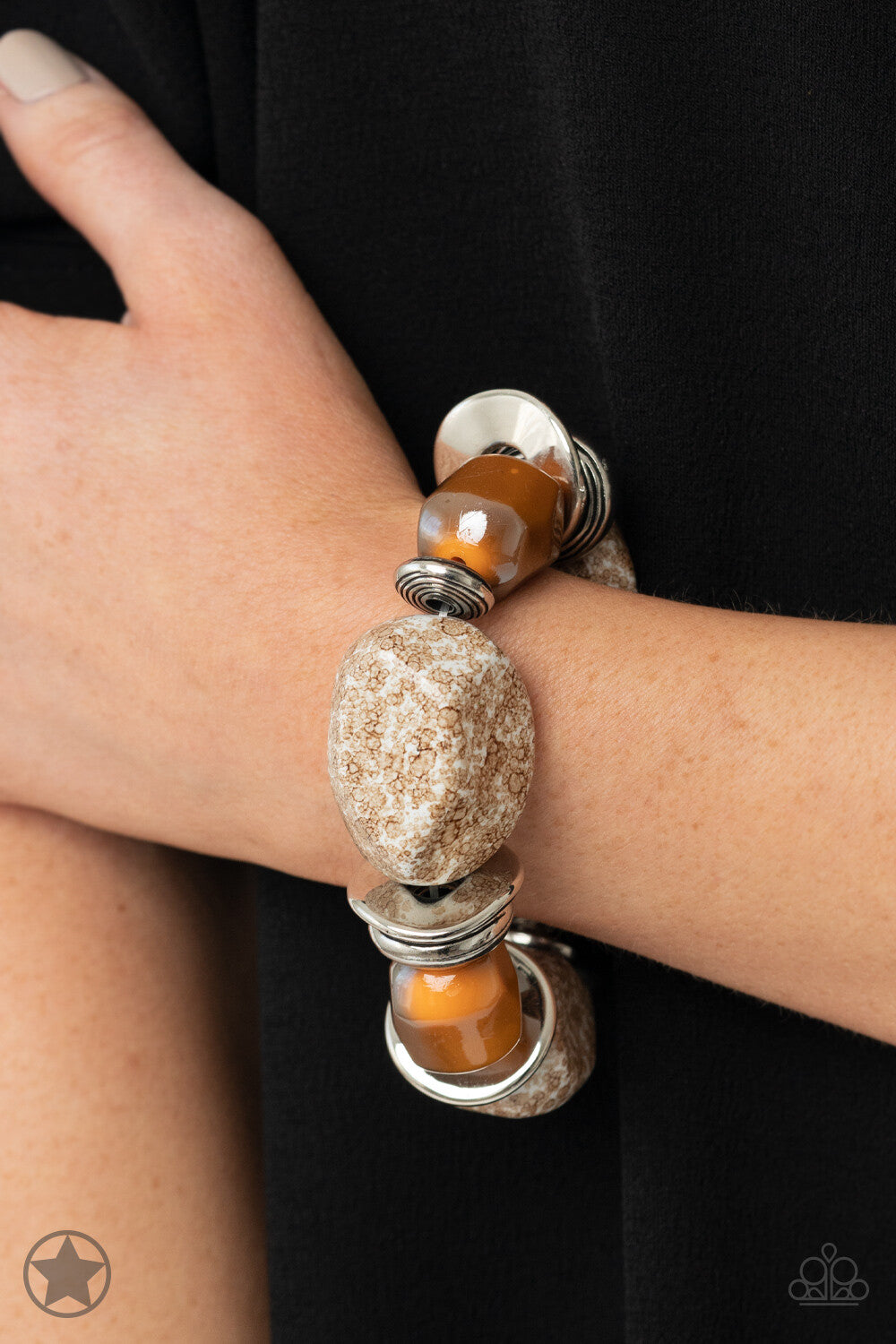 Paparazzi-Jewelry, Glaze of Glory - Peach - Orange, Blue, Black Bracelets
