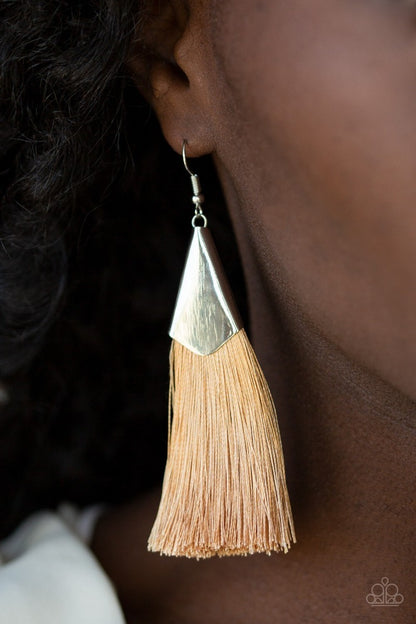 Paparazzi-Jewelry, Red, Gray, Brown - Fringe Earrings