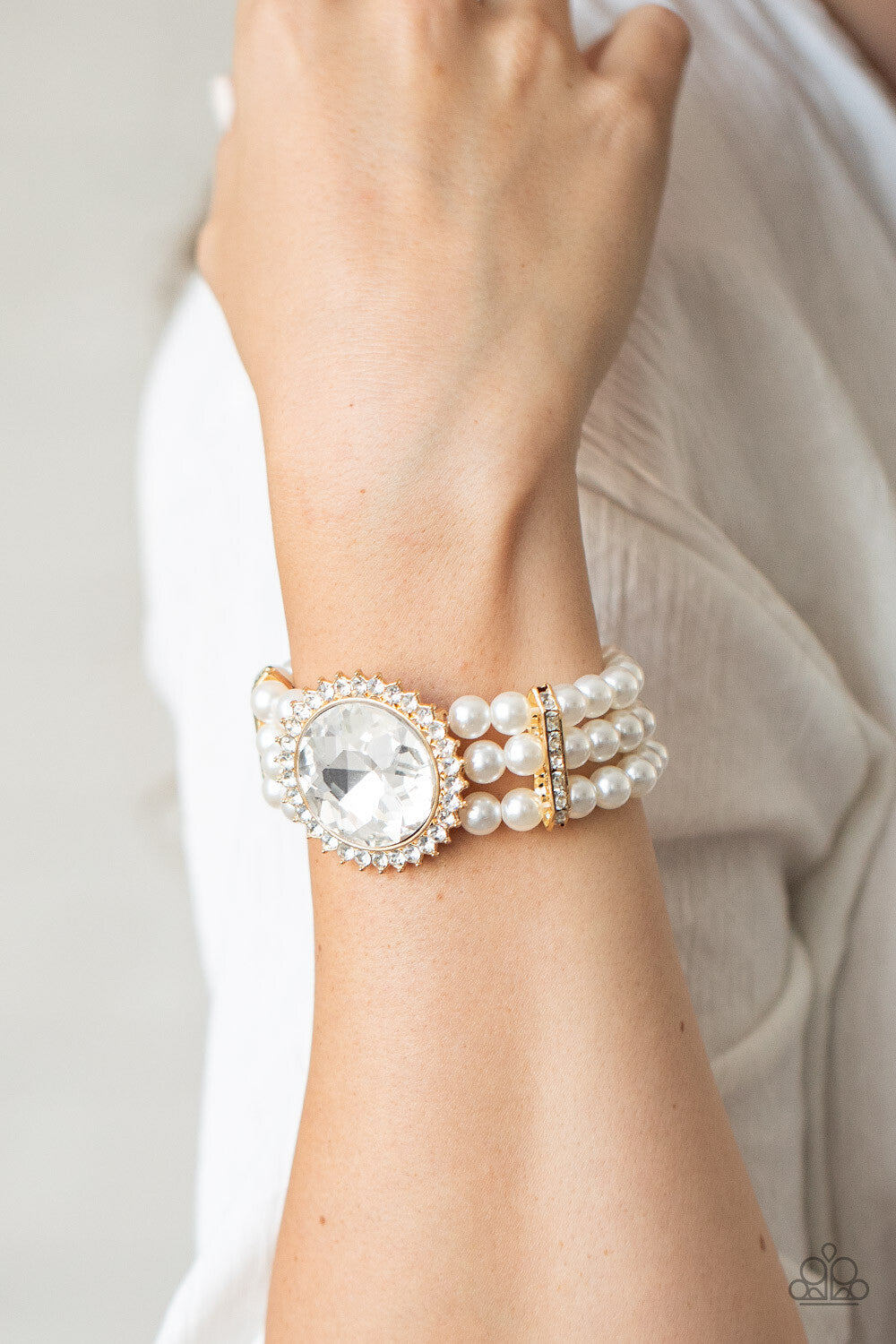 Speechless Sparkle,  Black, Gold-Paparazzi-Jewelry Bracelets.