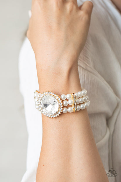 Speechless Sparkle,  Black, Gold-Paparazzi-Jewelry Bracelets.