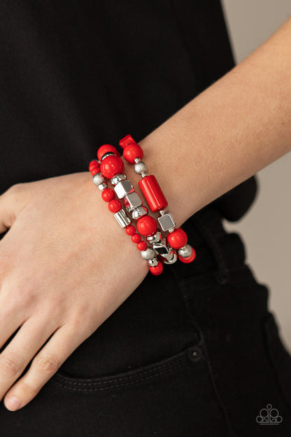 Paparazzi Accessories - Perfectly Prismatic - Pink, Purple, Red Bracelets