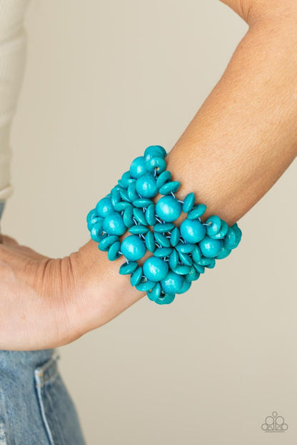 Island Mixer - Pink, Blue Wood Paparazzi-Jewelry-Bracelets.