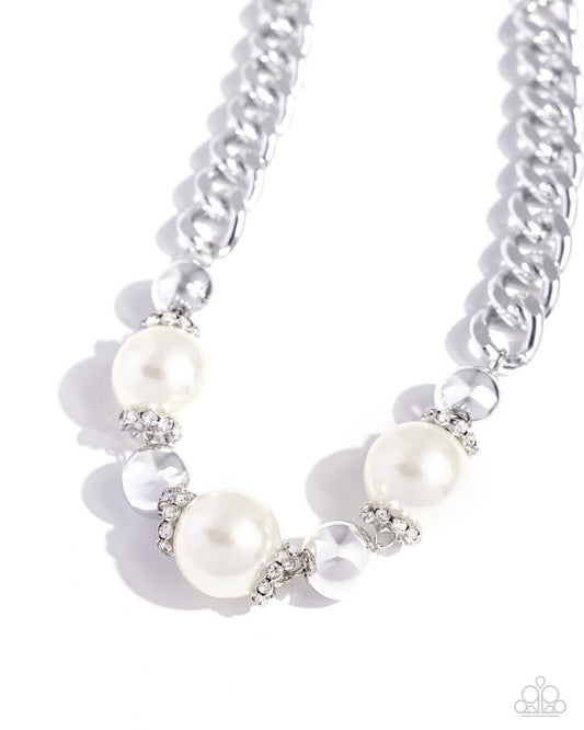 Generously Glossy, White Paparazzi-Jewelry-Necklaces.