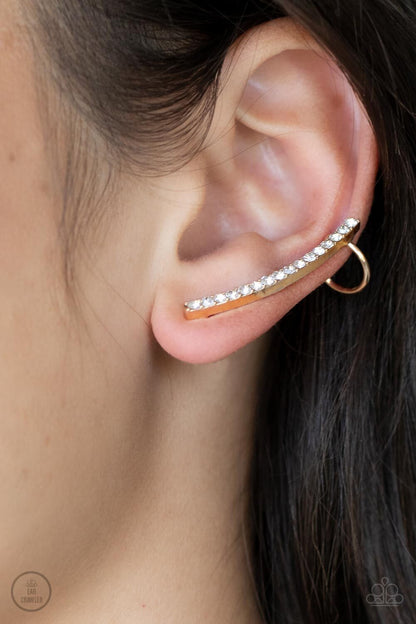 Paparazzi-Jewelry, Sleekly Shimmering - Gold, White, Brass Post Earring