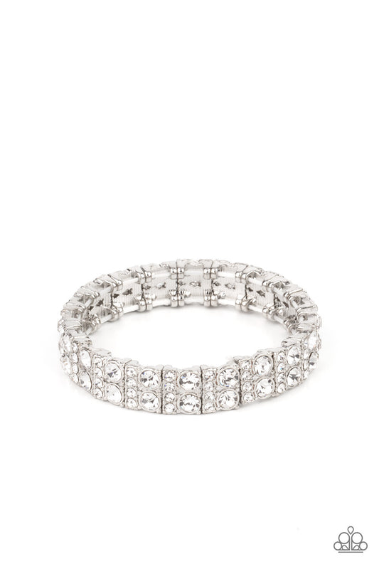 Paparazzi-Jewelry, Mic Dropping Drama - Gold, White-Bracelets