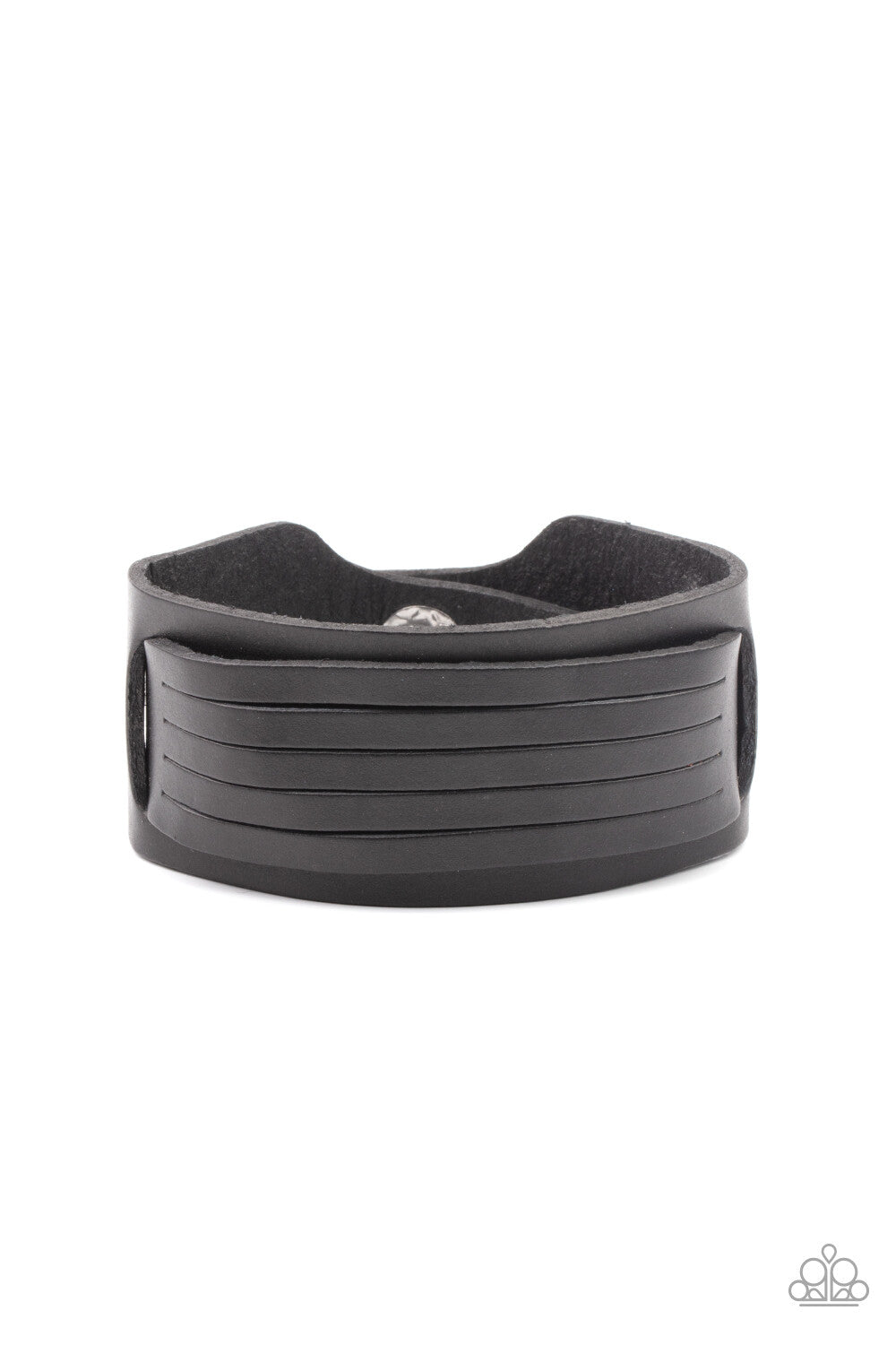 Paparazzi-Jewelry, Ride In Style Leather - Black, Gray Urban Bracelets