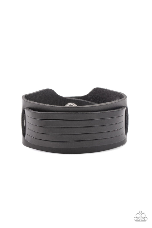 Paparazzi-Jewelry, Ride In Style Leather - Black, Gray Urban Bracelets