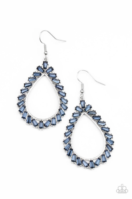 Paparazzi-Jewelry, Stay Sharp Blue, White Gold, - Earrings