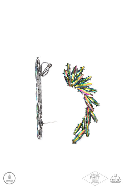 Paparazzi Jewelry, Because Ice Said So - Multi-color, Oil-Spill, Post-Earrings.