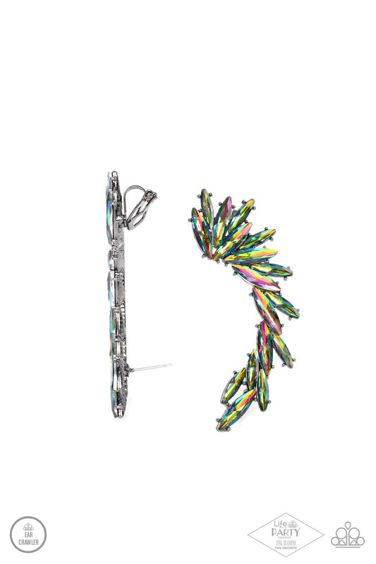 Paparazzi Jewelry, Because Ice Said So - Multi-color, Oil-Spill, Post-Earrings.
