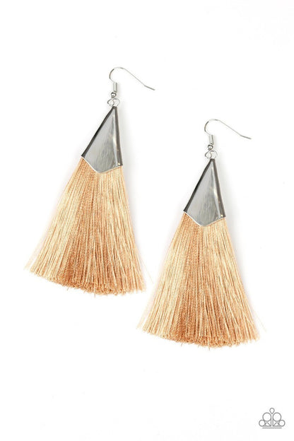 Paparazzi-Jewelry, Red, Gray, Brown - Fringe Earrings