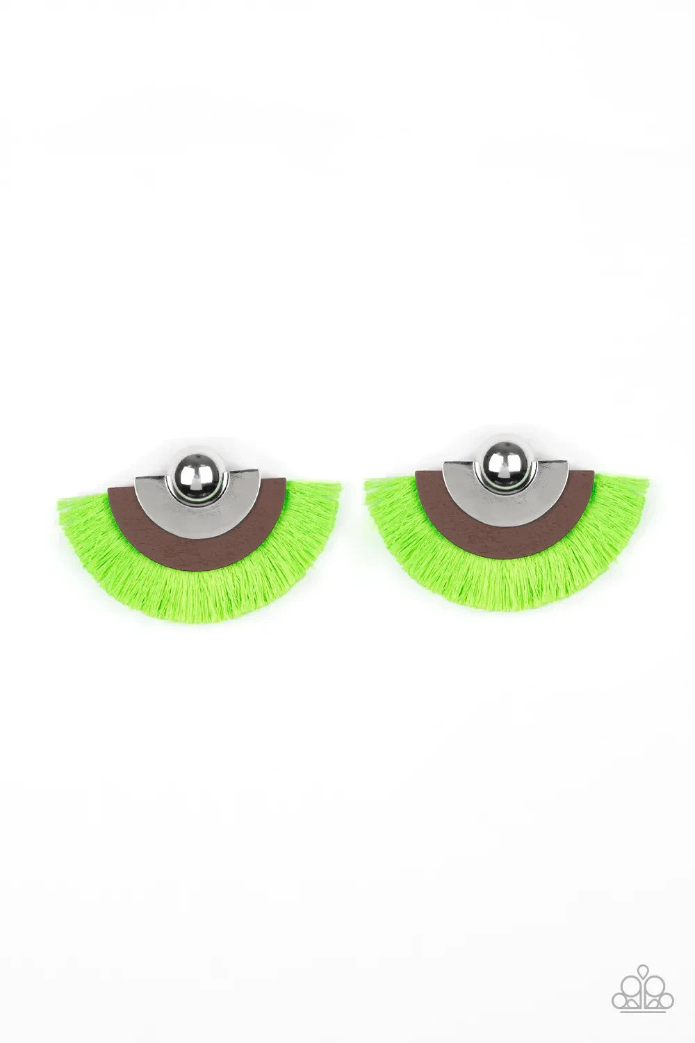 Paparazzi-Jewelry, Fan The FLAMBOYANCE - Orange, Green- Fringe Earrings