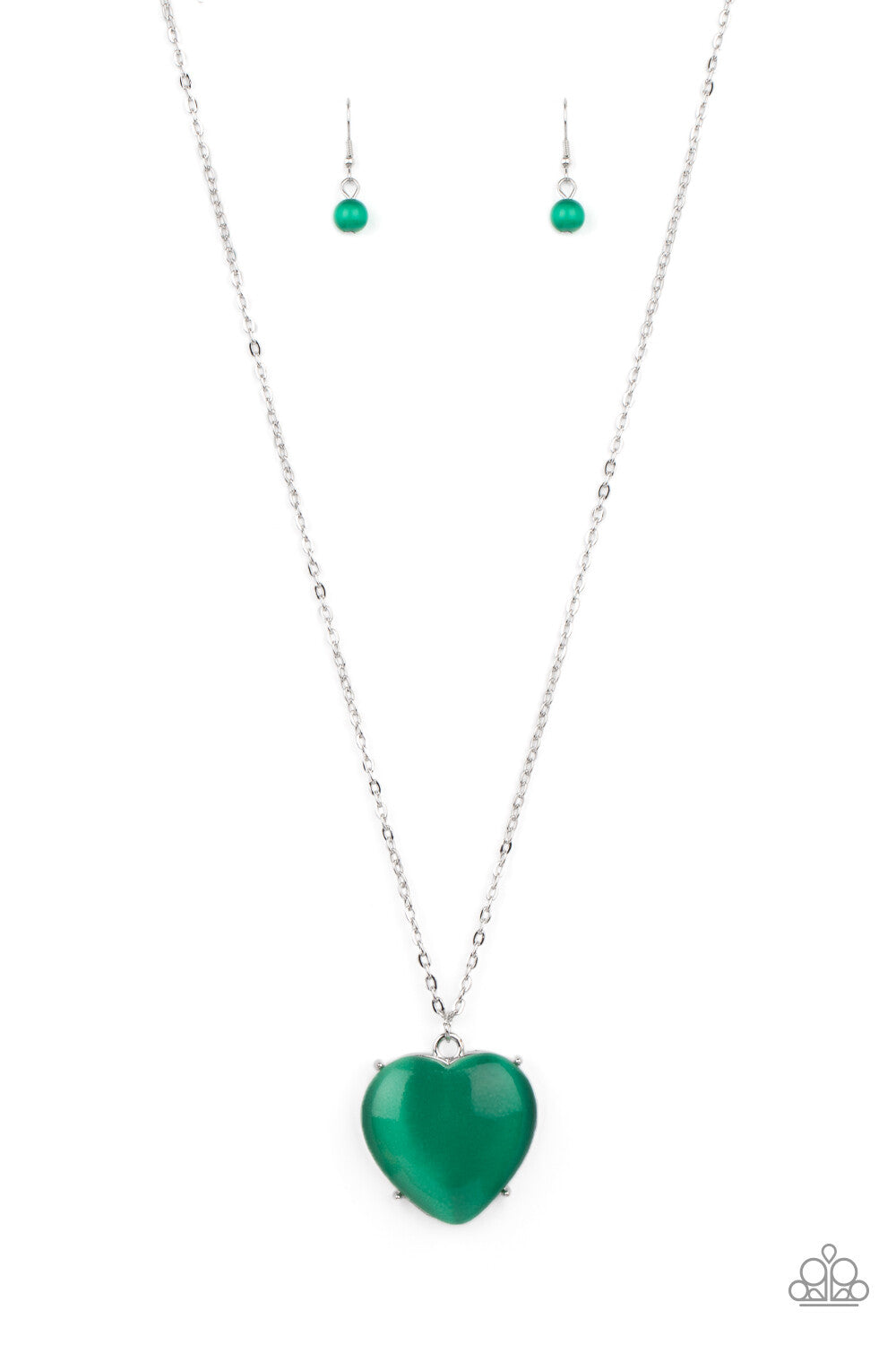 Warmhearted Glow Heart, Pink, Green Paparazzi-Jewelry Necklaces.
