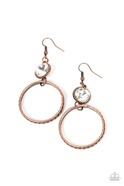 Standalone Sparkle - Copper, White Paparazzi-Jewelry - Earrings