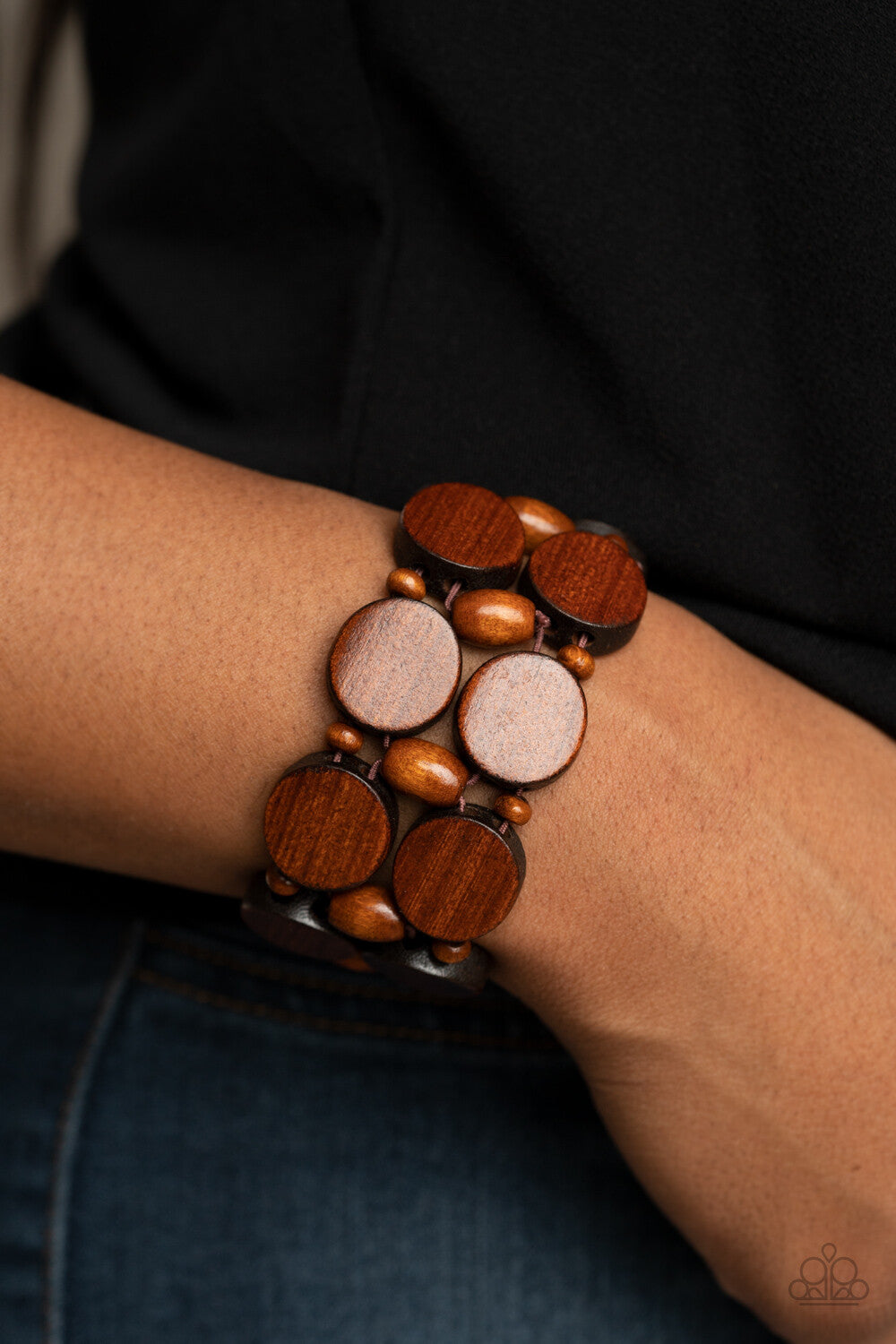 Paparazzi-Jewelry, Beach Bravado - Brown, Black Wood-Bracelets