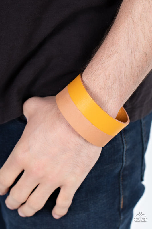 Mountain Man To Mountain Man, Brown, Orange Leather-Urban-Paparazzi-Jewelry Bracelets.