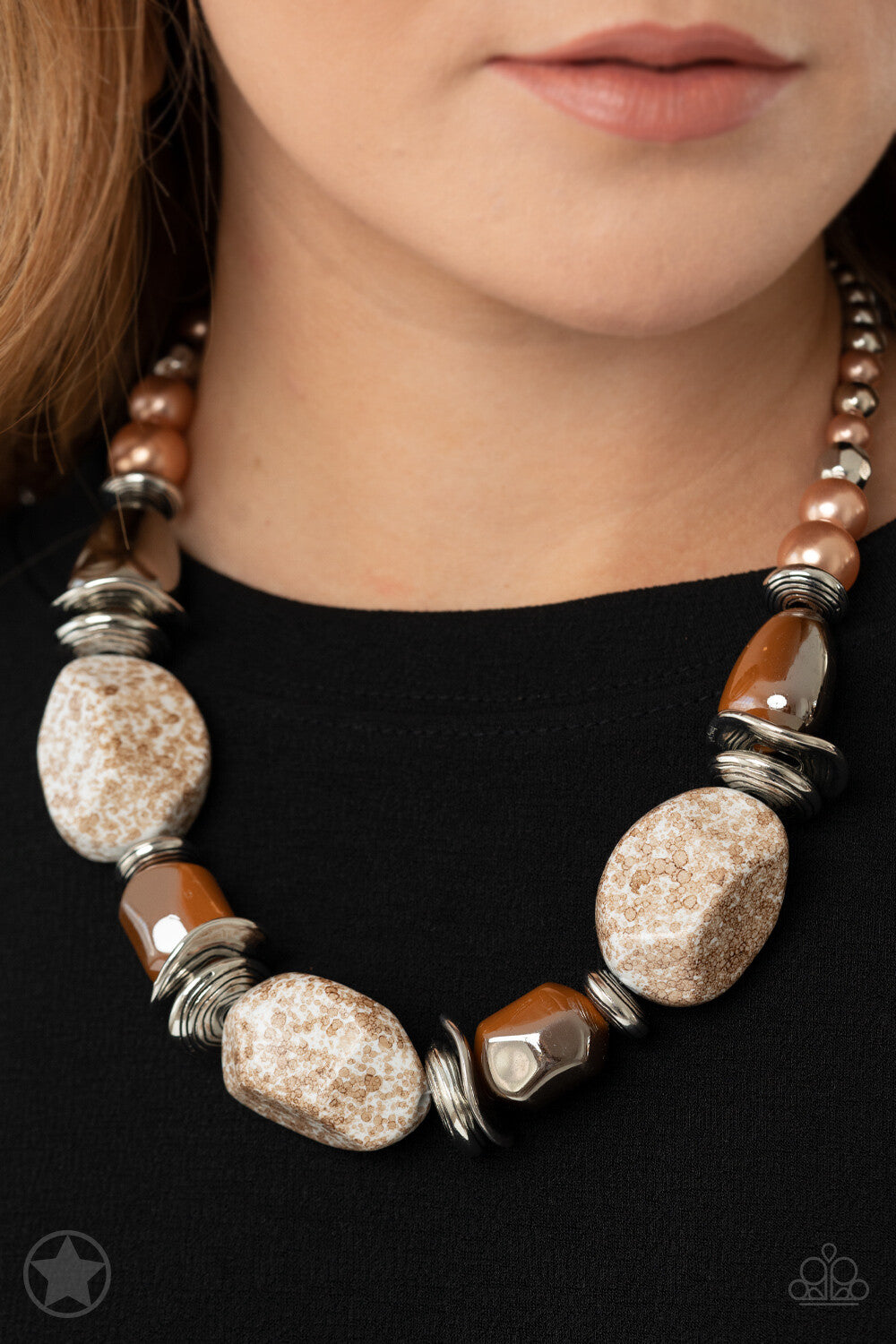In Good Glazes Jewelry orange, Blue, Black Paparazzi-Jewelry Necklaces.