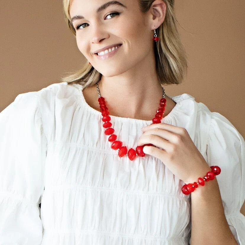 Happy-GLOW-Lucky, Red Paparazzi-Jewelry Necklace-Set.