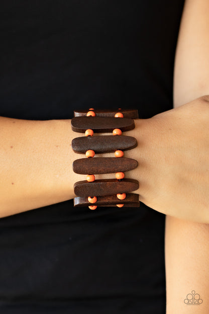 Paparazzi-Jewelry, Coronado Cabana - Orange Wood-Bracelets