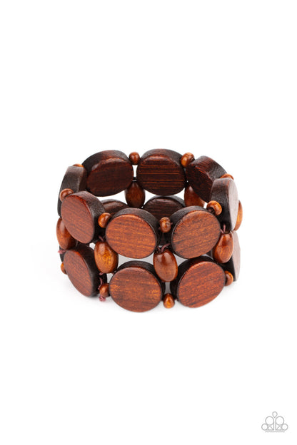 Paparazzi-Jewelry, Beach Bravado - Brown, Black Wood-Bracelets