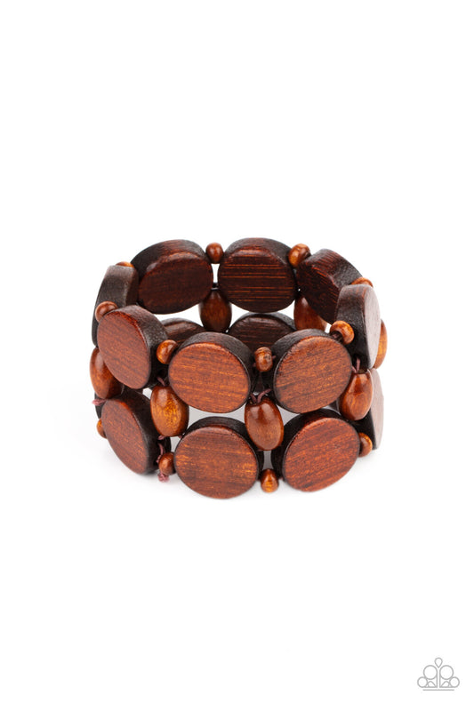 Paparazzi-Jewelry, Beach Bravado - Brown, Black Wood-Bracelets