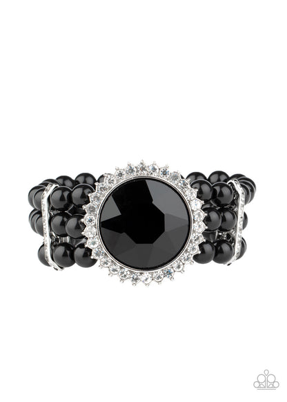Speechless Sparkle,  Black, Gold-Paparazzi-Jewelry Bracelets.