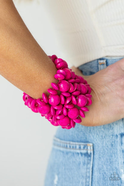 Island Mixer - Pink, Blue Wood Paparazzi-Jewelry-Bracelets.