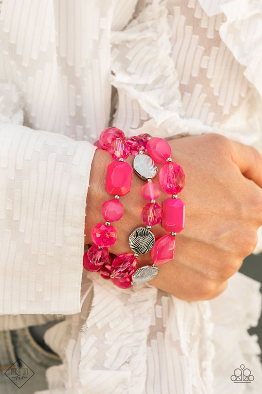 Paparazzi Accessories - Oceanside Bliss -Green, Pink, Orange Bracelets
