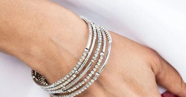 Paparazzi-Jewelry, Marina Masterpiece - White, Silver-Bracelets