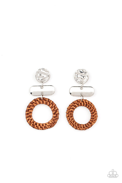 Woven Whimsicality - Brown-Paparazzi-Jewelry Earrings