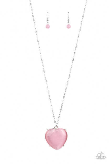 Warmhearted Glow Heart, Pink, Green Paparazzi-Jewelry Necklaces.