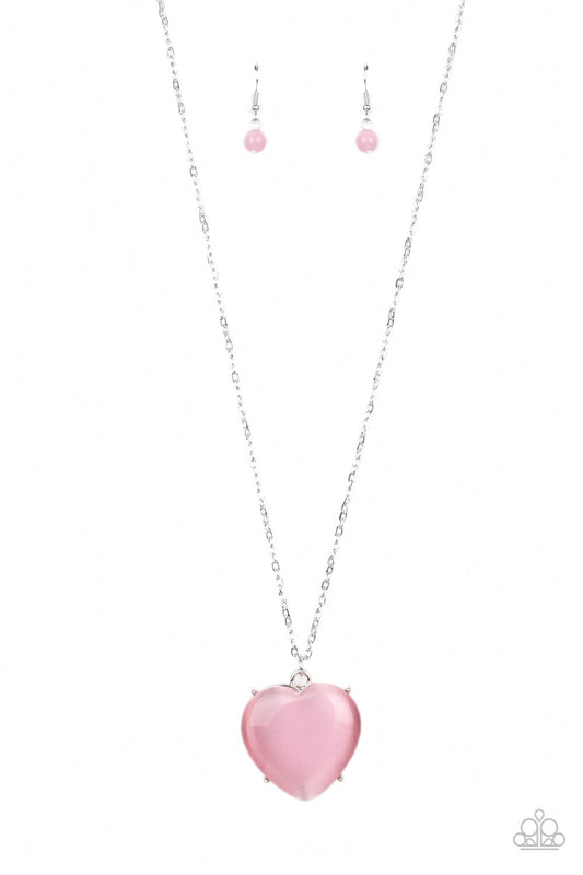 Warmhearted Glow Heart, Pink, Green Paparazzi-Jewelry Necklaces.