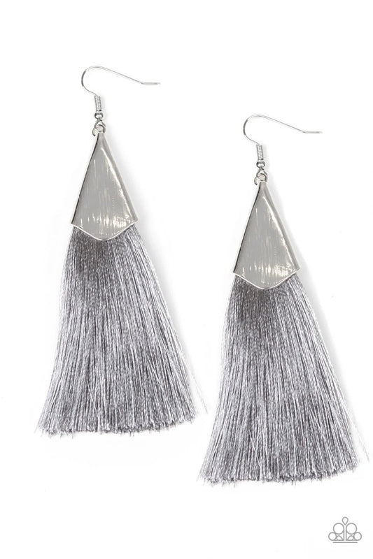 Paparazzi-Jewelry, Red, Gray, Brown - Fringe Earrings