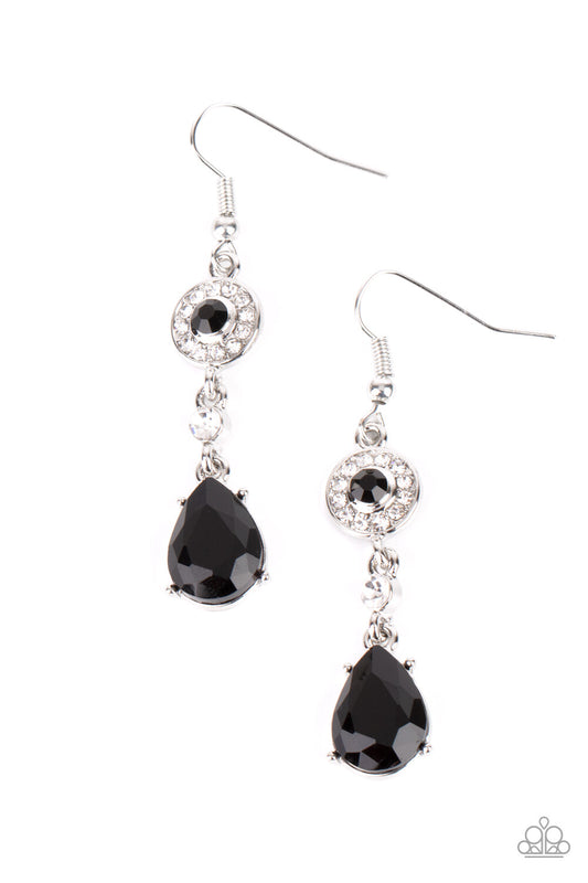 Paparazzi-Jewelry, Retro Reality - Graceful Glimmer -White, Black - Earrings