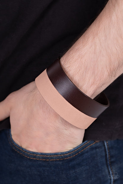 Mountain Man To Mountain Man, Brown, Orange Leather-Urban-Paparazzi-Jewelry Bracelets.