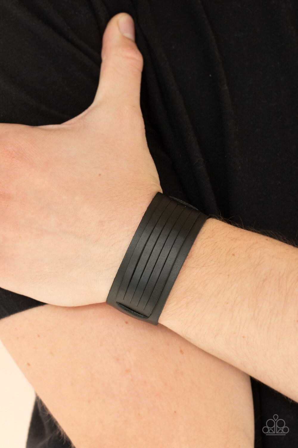 Paparazzi-Jewelry, Ride In Style Leather - Black, Gray Urban Bracelets