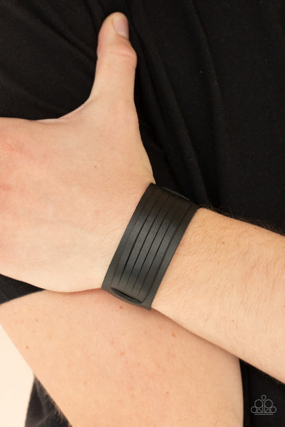 Paparazzi-Jewelry, Ride In Style Leather - Black, Gray Urban Bracelets