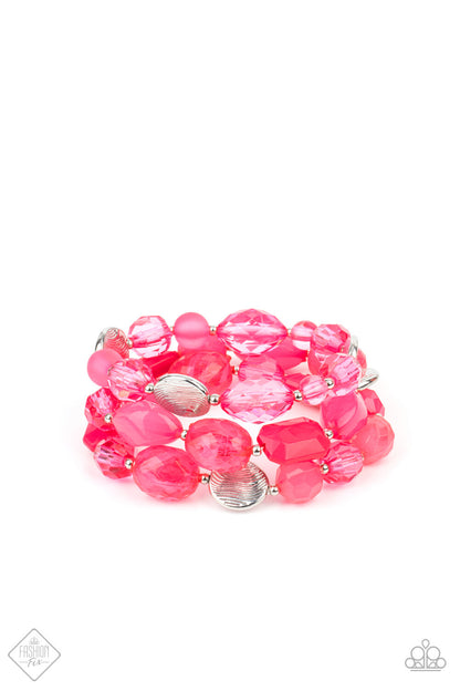 Paparazzi Accessories - Oceanside Bliss -Green, Pink, Orange Bracelets