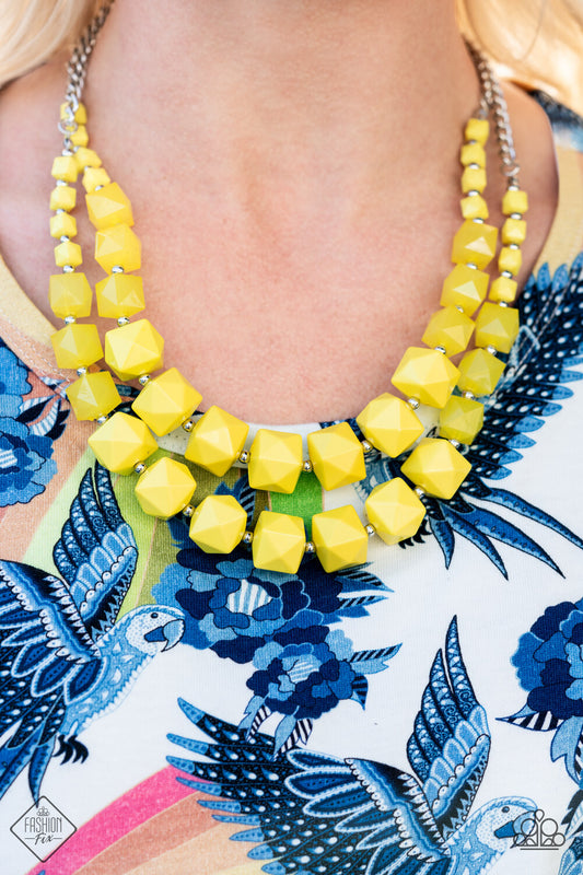 Paparazzi -Jewelry, Glimpses of Malibu Fashion-Fix Yellow Necklaces-Set