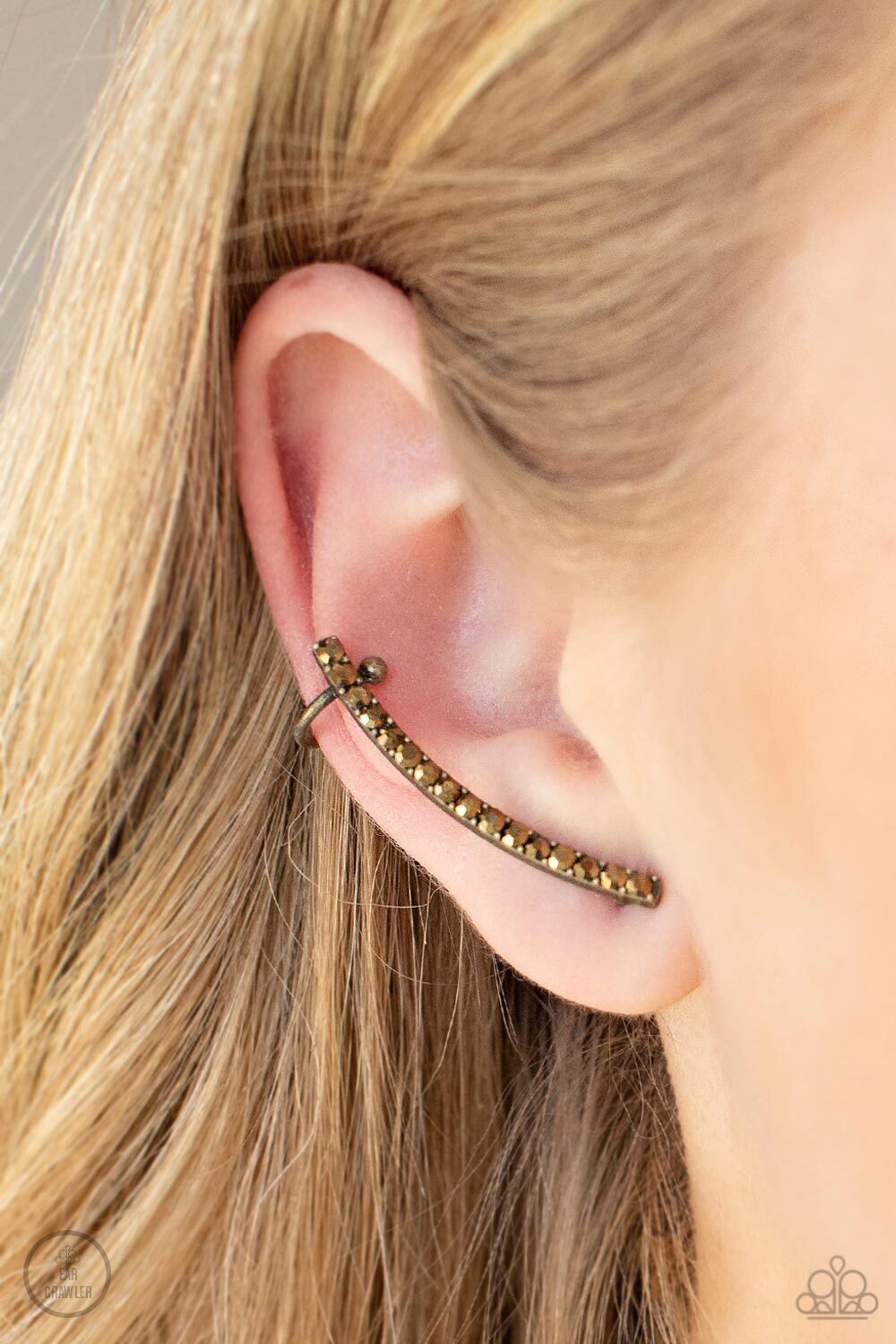 Paparazzi-Jewelry, Sleekly Shimmering - Gold, White, Brass Post Earring