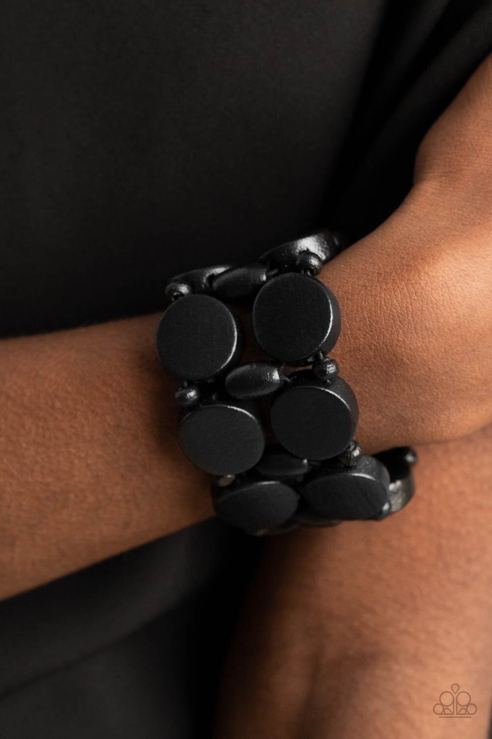 Paparazzi-Jewelry, Beach Bravado - Brown, Black Wood-Bracelets