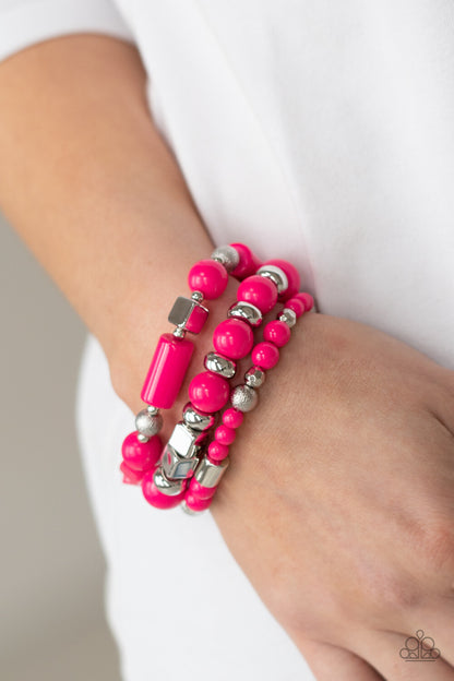 Paparazzi Accessories - Perfectly Prismatic - Pink, Purple, Red Bracelets